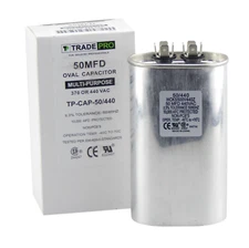 NEW - 50 MFD 440 Volt Oval Run Capacitor TRADEPRO - TP-CAP-50/440