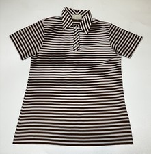 Women s Medium Vintage Jantzen Casual Shirt Striped White Brown Lightweight 60 s