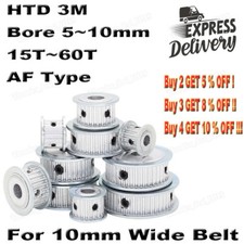 HTD 3M Timing Belt Pulley For 10mm Wide Timing Belt AF-Type 12T-60T Bore 4-10mm