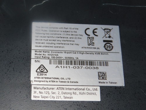 ALTUSCN ATEN KH2516A 2-COSOLE 16-PORT CAT 5 HIGH DENSITY KVM SWITCH - Picture 7 of 8