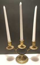 Vintage Etched Brass Candelabra 3 Dinner Candle Made in India