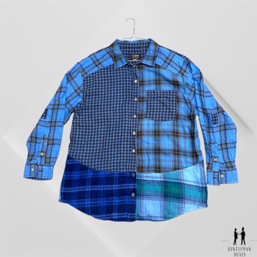 Citron Santa Monica Flannel Shirt Oversized Unisex Checks Orange MOP Buttons XL