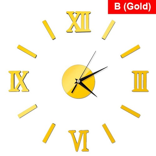 Modern DIY Wall Clock 3D Mirror Surface Home Office Room Decor Removable - Picture 14 of 16