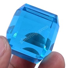 London Sky-Blue Topaz Transparent 246.00 Ct Cube Cut IGL Loose Gemstone M25