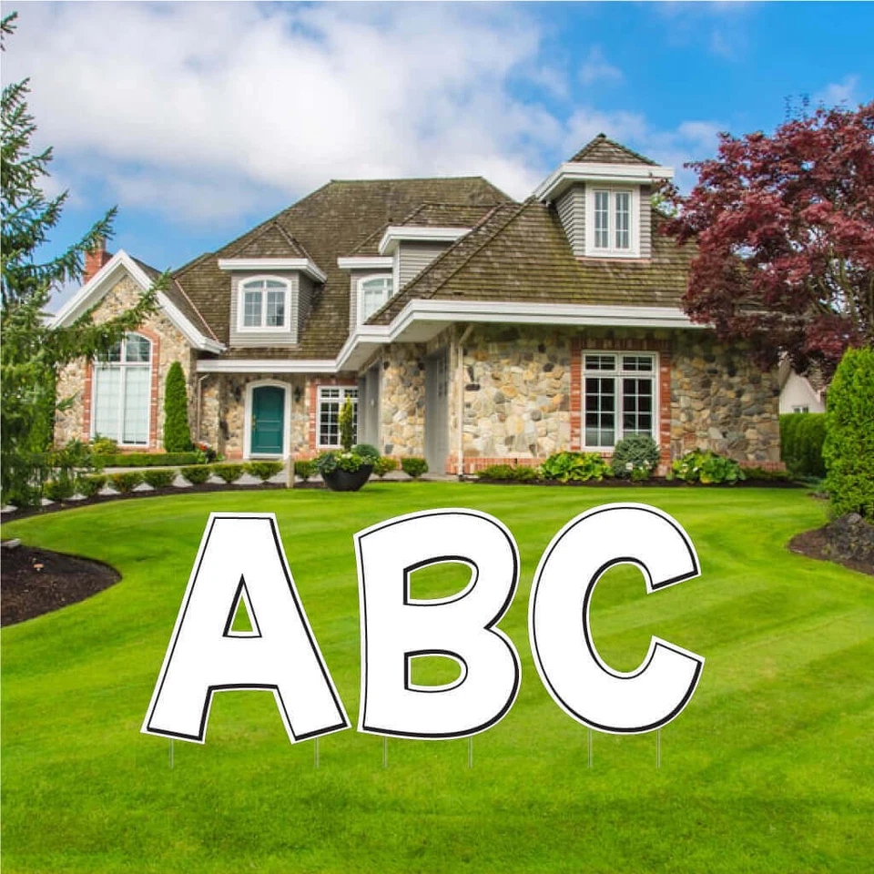 Letras de patio del alfabeto, color liso con contorno 24" KG, 26 piezas, estacas incluidas Foto 2 de 4