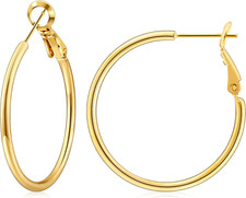 Gacimy Gold Hoop Earrings for Women 14K Gold Plated, 925 Sterling Silver Post Ho