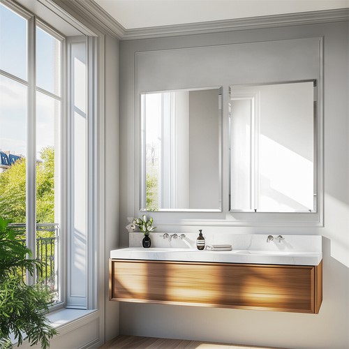 Frameless Rectangle Bathroom Vanity Wall Mirror Beveled Edge Shatterproof Mirror - Picture 10 of 18