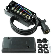 LeisureRV Trailer Cord Heavy Duty 7 Way Plug Inline Junction Box waterproof 6 Ft