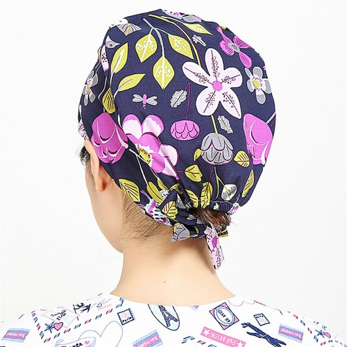 Womens/Mens Florals Printed Cap Scrub Hat/Cap Head Wear Adjustable Accessories - Picture 433 of 660