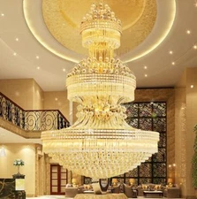 D80/100/120cm living room Dimmer LED crystal lamp luxury staircase Chandelier Yc