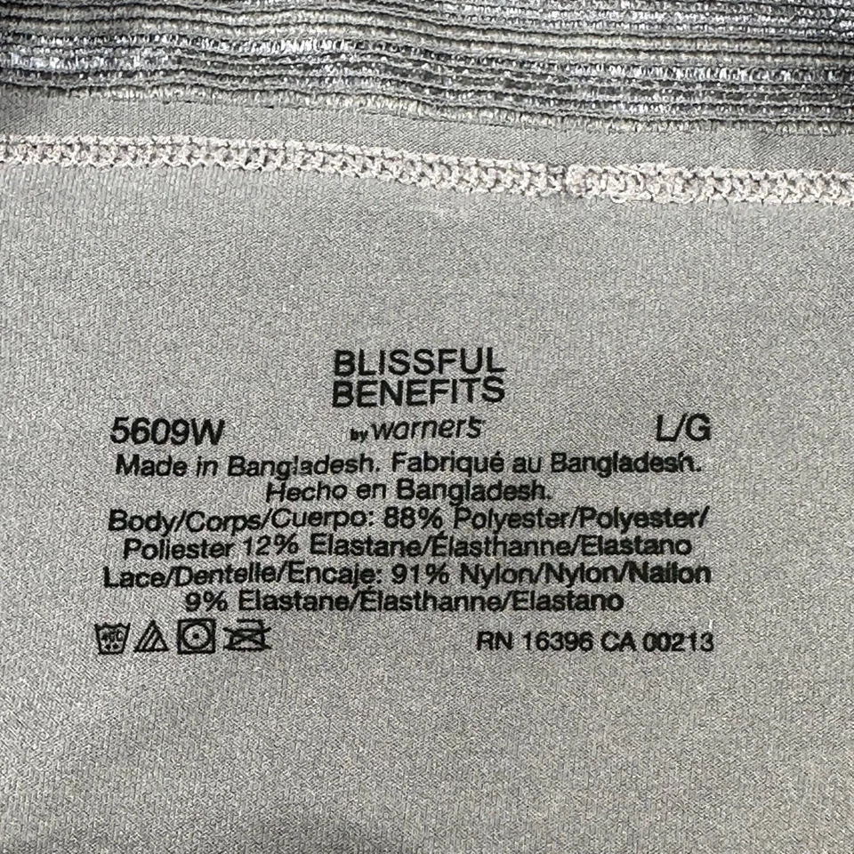 Blissful Benefits By Warner's Mujer Talla 7 Grande Panty Encaje Hipster Gris Nuevo Foto 3 de 4