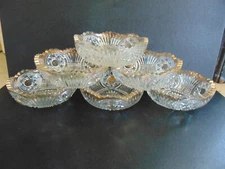 SALE Antique ABC Saw tooth cut fruit nappies with gold trim edging 4 3/4" wide