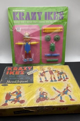 KRAZY IKES Vtg. 1950's & 60's Figure Construction Plastic Toy Play Sets Whitman