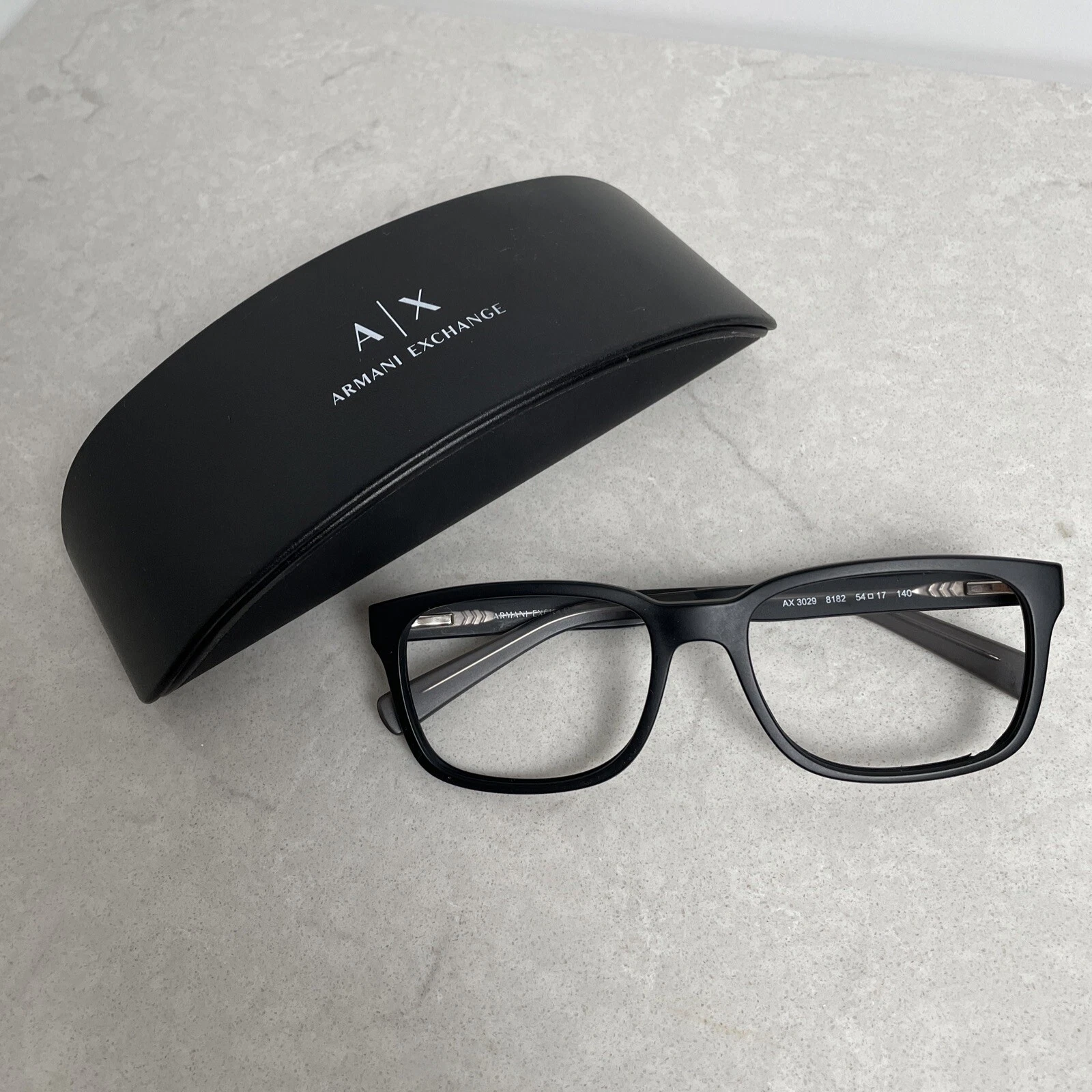 Armani Exchange AX3029 54 17 140 Square Matte Black Glasses FRAMES ONLY w  Case