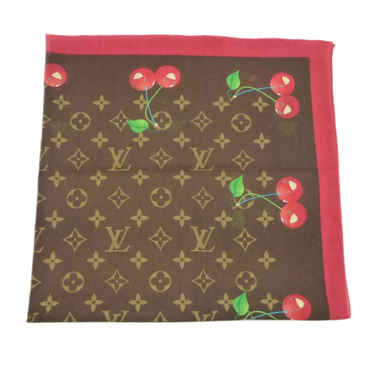 Authentic LOUIS VUITTON Scarf Monogram Cherry Cotton M71963 