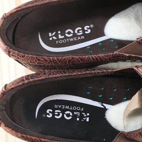 Klogs Shoes Womens 9.5 M Naples Floral Print Clogs Heels Slip On Brown Leather - Picture 14 of 18