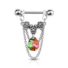 Nipple Piercing Pendant Chains Flowers Crystal Stained Glass