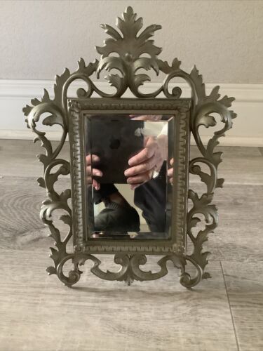 Victorian Cast Iron Frame With Beveled  Mirror - Picture 1 of 3