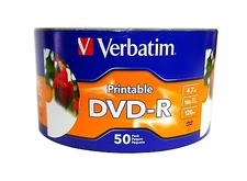 1000 VERBATIM Blank 16X DVD-R DVDR White Inkjet Hub Printable 4.7GB Media Disc