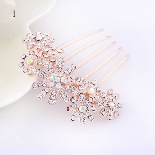 Womens Rhinestone Crystal Wedding Flower Hair Comb Clip Hairpin Bridal Jewellery - Picture 28 of 40
