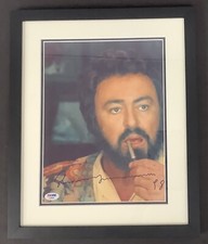 Luciano Pavarotti Signed Photo 2 Autographs PSA/DNA Framed Three Tenors Opera