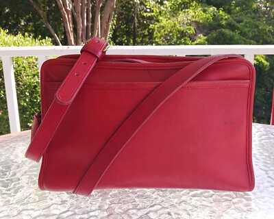 バッグ Vintage Old Coach Pouch Leather Red Vintage Coach Cooper Zip Geometric Pouch Bag Crossbody Red