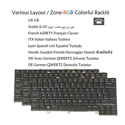 Laptop Keyboard For Dell Alienware 13 R3, 15 R3, 15 R4 Zone-RGB