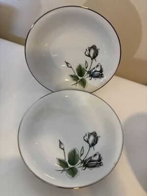 STONEGATE/HERITAGE HOUSE GERMANY BAVARIA ''MIDNIGHT ROSE''(2) SOUP BOWLS 7 3/4''