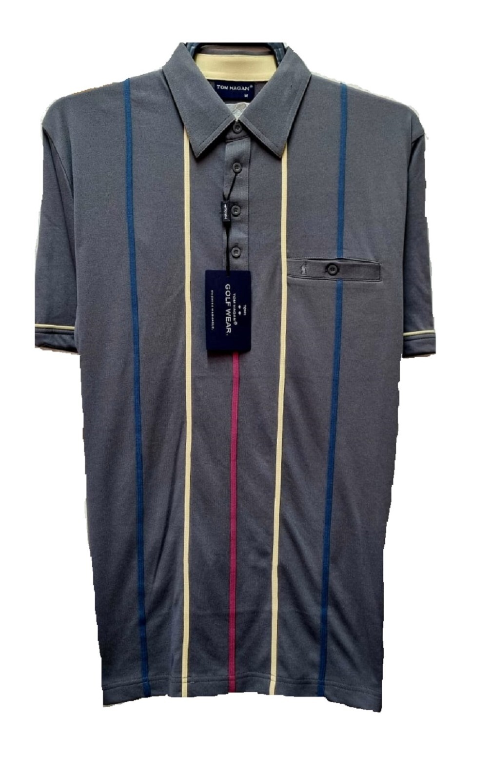 Tom Hagan Men's Single Jersey Polyester Golf Polo Shirt with Breast