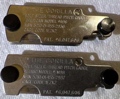 THE GORILLA BOLT SIZER AND THREAD PITCH GUAGE SET SAE A98 AND METRIC M98