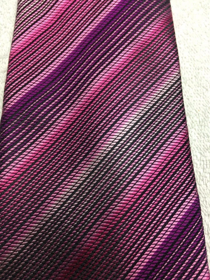 ALFANI CORBATA HOMBRE ROSA Y MORADO RAYAS 4 X 59 Foto 3 de 4