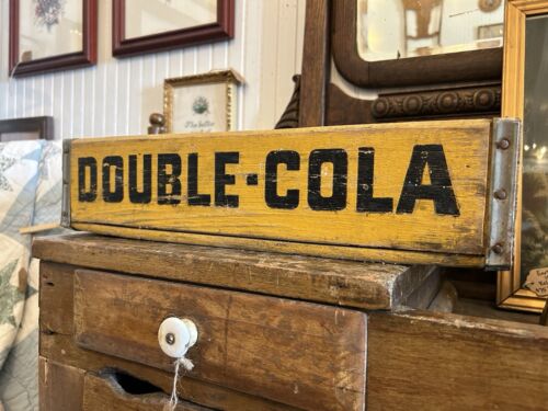 Vintage Double Cola Yellow Wooden Soda Crate - Picture 2 of 8