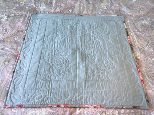 Dutch PA Primitive Peach Pink Roses Green Wall Hanging Quilt 26"x 26" - Picture 11 of 13