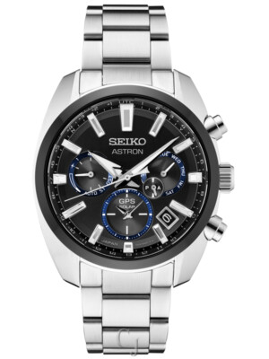 Seiko Astron GPS Solar Dual-Time Black Dial Stainless Steel Men s Watch SSH053