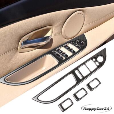 For BMW 5 series E60 2008-2010 Car Door Armrest Panel Cover Trim Carbon Fiber