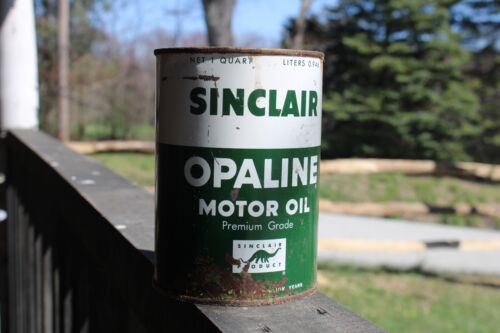 Vintage 1 Qt. Sinclair Opaline Metal Oil Can, Full - Foto 1 di 6
