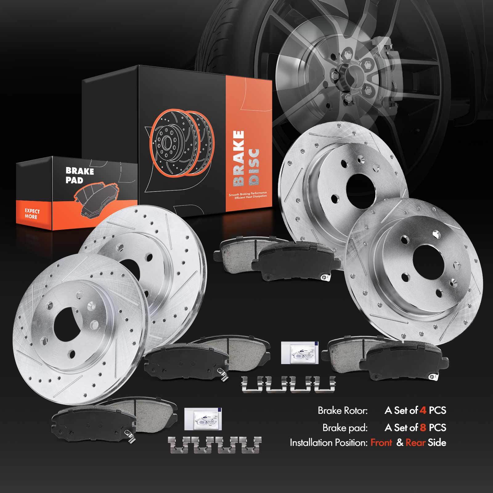 Front &Rear Drilled Brake Rotors & Ceramic Pads for Buick Regal