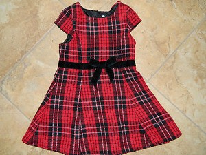 girls red plaid dress