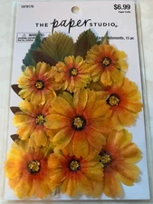 THE PAPER STUDIO BEIGHT ORANGE FLOWERS GREEN LEAVES 15PCS