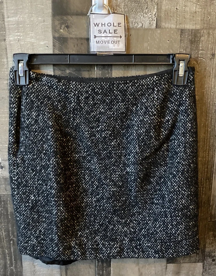 Banana Republic Mujer Talla 4 Blanco y Negro Falda Lápiz Cremallera Lateral 80% Lana Foto 2 de 4