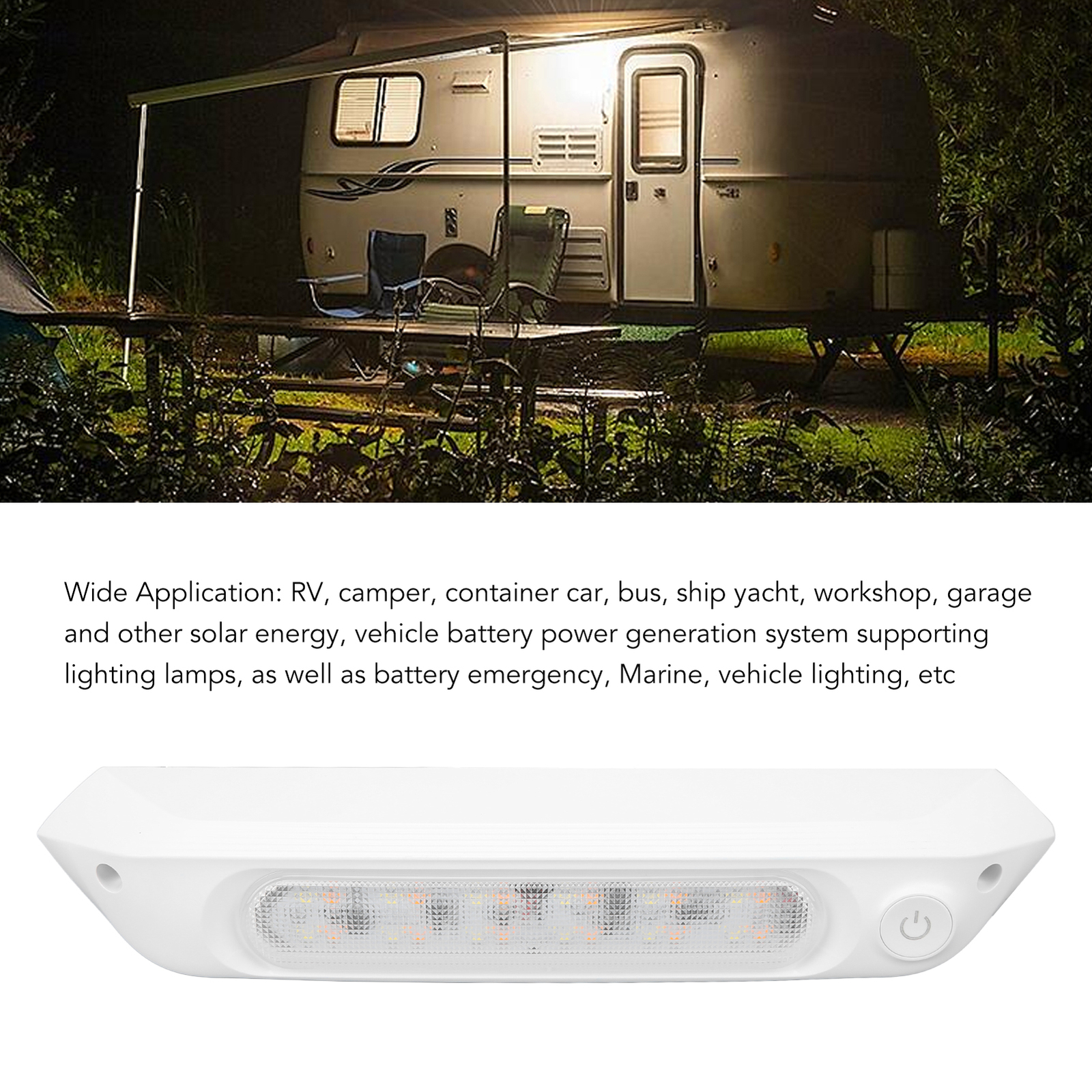 12V 8W Dual LED Awning Light Amber White 12V Waterproof 287mm Caravan