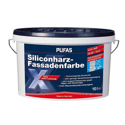 Pufas Siliconharz Fassadenfarbe Außenfarbe Silikon Wandfarbe wetterfest 10L 