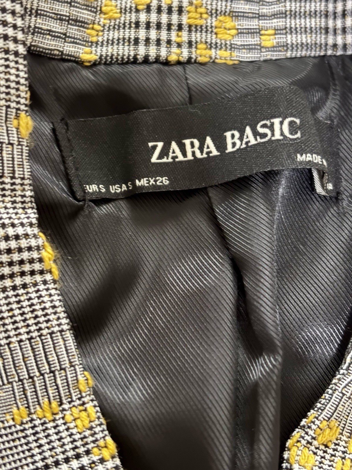 Zara Basic Plaid Yellow Splatter Blazer Artsy Jac… - image 9