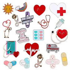 20 Pieces Nurse Enamel Pins Cute Brooch Pins Inspirational Cartoon Lapel Pins Ba