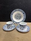 Muirfield set of 3 Saucers and Coffee Cups Blue White Floral Pattern 1 soup bowl — photo 1