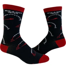 Men's Give-A- Meter Socks Funny IDGAF Don't Care Graphic Novelty Footwear