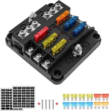 6 Way Car Boot Power Distribution 12~24V Blade Fuse Holder Box Block Panel Board