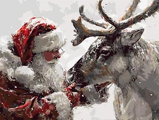 Christmas Santa Claus Paint by Numbers Kit for Adults Beginner DIY Winter Elk Pa