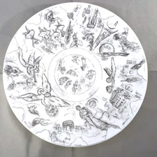 Bernardaud Limoges Marc Chagall Art Plate – Monochrome Sketch Design – 21.5 cm