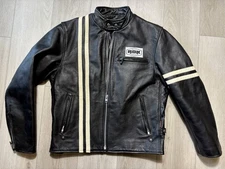 Hot Leathers Cowhide ROK Kawasaki Motorcycle Jacket Mens 42 L Cafe Racer Black